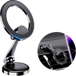 OECECA P Mag-Safe Car Phone Mount, All Metal Zinic Alloy Folding Magnetic Phone Holder for Car Dashboard & Hard Flat Surface, 360° Rotatable Holder
