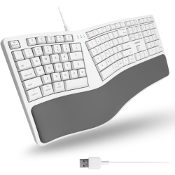 MACALLY Refurbished (Good) - Mergokey Ergonomic USB Wired Keyboard \w Palm Rest | Designed for Mac | Split & Sloped Layout – Ideal for Mac Users
