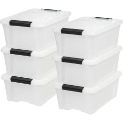IRIS STORE Iris Usa 12 L Plastic Storage Box \w Lid And Latches - 6 Pack - Bpa-Free, Discreet Organizing Solution, Durable Nestable Stackable