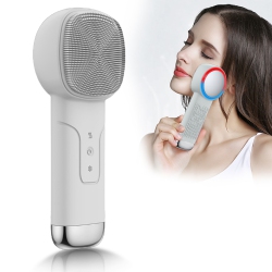 MYACUC Silicone Facial Cleanser, Red And Light Vibration Facial Cleanser, Hot And Cold Compress Electric Massage Beauty Device In Blue