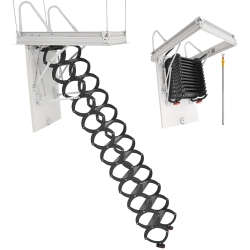 VEVOR 660Lbs/299.4Kg Capacity Attic Ladder, Fits 9.5 to 10.2 Ft Ceiling Height And 39.4 X 27.5 Inch Opening Size, Alloy Steel Pull-Down Retractable