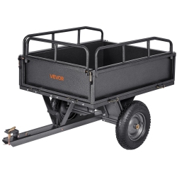 VEVOR 10 Cu. Ft Garden Utility Trailer, 500Lbs Capacity, Atv Utv Hauling Trailer, Tow Behind Steel Dump Cart \w 14" Tires, Hand Pull Or Foot Pedal