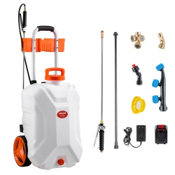 VEVOR 10 Gallons Battery-Powered Sprayer \w Wheeled Cart, Electric Weed Sprayer, Adjustable 0-80 Psi, Yard Lawn Sprayers \w Wheels, 5 Nozzles & 98Ft