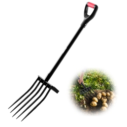 VEVOR 5-Tine Garden Fork, Gardening Pitchfork \w Metal Handle, 41 In Heavy Duty Digging Fork \w Y Grip, Forged Steel Spading Fork for Hay Potato