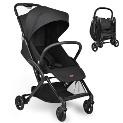 LIVINGBASICS Lightweight Baby Stroller, Foldable Compact Traver Umbrella Stroller With Adjustable Backrest&footrest In Black
