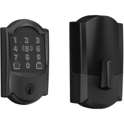 SCHLAGE Encode Plus Wifi Deadbolt Smart Lock With Apple Home Key, Keyless Entry Door Lock With Camelot Trim In Matte In Black