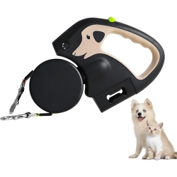 GREEN SCENIC Double Retractable Dog Leash - 3M Retractable, Built-In Led Light, Heavy-Duty Nylon Strap, Can Pull Dogs Up to 30Kg, Ergonomic Handle