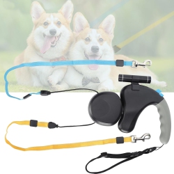 GREEN SCENIC Explosion-Proof Double Dog Leash - 3M Retractable \w 360° Rotation, Individual Lock Buttons, Led Light & Soft Rubber Handle for 2