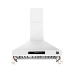 FORNO Venezia 36 Inch Wall-Mounted Range Hood In With Touch Controls And Baffle Filters In White