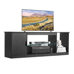 VEVOR Tv Stand for Tvs Up to 65 Inch, Modern Entertainment Center \w Light Strip, Wooden Tv Cabinet Storage \w Glass Shelf And Adjustable Shelves