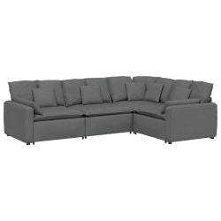 VIDAXL Modular Sofa With Cushions Fabric Dark In Grey