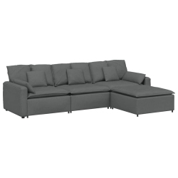 VIDAXL Modular Sofa With Footstool And Cushions Dark In Grey