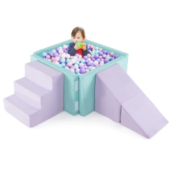 GYMAX 3-In-1 Foam Climbing Blocks for Toddlers W/ Ball Pit for Climbing Crawling