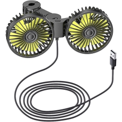 CHSSHA00 Car Seat Fan - Dual Head Car Rear Exhaust Fan, Dual Rear Headrest Fan | 360° Rotating Air Circulator
