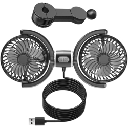 CHSSHA00 Car Seat Fan - Adjustable Dual Fan for Car Interiors | USB-Portable Cooling Fan With Dual Heads And 360-Degree Rotation