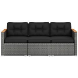 GYMAX 3-Seat Patio Pe Rattan Wicker Couch Sofa W/ Deep Seating & Cushion for Porch Outdoor