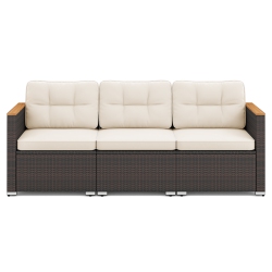 GYMAX 3-Seat Patio Couch Sofa Pe Rattan Wicker Loveseat Furniture Set Outdoor