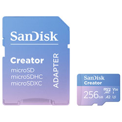 Carte Mémoire Microsd 256 Go 190 Mo/s Creator De Sandisk