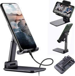 GENERIC Foldable Cell Phone Stand Holder for Desk, Nozewowa Adjustable Height Cellphone Stand Holder Support Telephone Cellulaire Bureau, Portable
