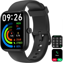 Smart Watch for Men Women 1.8" Fitness Tracker, Bluetooth Call, DIY Dial, Heart Rate Sleep Blood Oxygen Monitor, 100+ Sports Modes, IP68 Waterproof Smartwatch for Android iPhone, A
