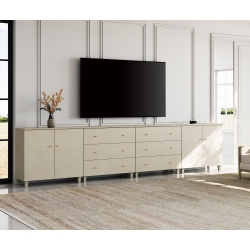 WAMPAT 4-In-1 Sideboard Buffet Cabinet \w 4 Doors & 6 Drawers, 142" Modern Credenza Storage Cabinet, Wooden Coffee Bar Server Table \w for Kitchen