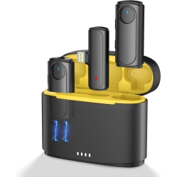 MYACUC Wireless Lavalier Lapel Microphone for Iphone, Bluetooth Mini Mic \w Portable Charging Case, Small Clip-On Phone Microphones for Vlog Tiktok