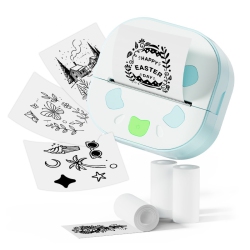 MYACUC Sticker Printer, Mini Portable Thermal Printer, Bluetooth Portable Sticker Maker \w 3 Roll Paper, Inkless Thermal Printers for Notes Journal