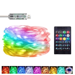 MYACUC 65.6Ft Led Colorful Light String, Smart Bluetooth App Control, Waterproof Voice-Activated Light String, Suitable for Christmas, Outdoor