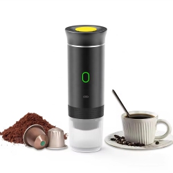 MYACUC Portable Electric Espresso Machine, 3 In 1 Travel Coffee Maker for Camping, 15 Bar Self Heating Car Coffee Maker for Camping Hiking Office