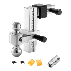 VEVOR 8-Inch Adjustable Trailer Hitch, Tri-Ball Mount for 2-Inch Hitch Receiver, Trailer Ball Size 1-7/8", 2" And 2-5/16", Max 15000 Lbs Ball Hitch