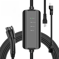 EVCONN - Portable Level 2 Electric Vehicle (Ev) Charger With J1772 Connector, Nema 6-20 & 5-15 Plug, 25Ft Extension Cord - In Black