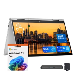 HP Envy X360 2-In-1 14" Fhd Touchscreen Laptop, Intel 5 120U, 2.5Tb Storage (2Tb SSD+512GB Docking Station Set), 8GB Ram, Backlit Keyboard, Wi-Fi 6E
