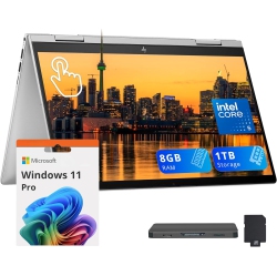 HP Envy X360 2-In-1 14" Fhd Touchscreen Laptop, Intel 5 120U, 1Tb Storage (512GB SSD+512GB Docking Station Set), 8GB Ram, Backlit Keyboard, Wi-Fi 6E