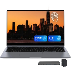 SAMSUNG Galaxy Book4 2-In-1 15.6" Fhd Touchscreen Laptop, 16GB Ddr5 Ram, 2Tb Storage(1Tb SSD+1Tb Docking Station Set), Intel Core I7 150U, Backlit