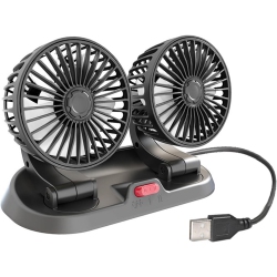 CHSSHA00 Dual USB Car Fan - 360° Rotatable Cooling Fan - Portable USB Desktop Cooling Fan With Small Quiet Fan 3 Speeds