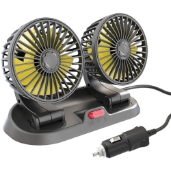 CHSSHA00 360°Adjustable Dual-Head Car Fan With 2 Speeds, 12V Cigarette Lighter, Suitable for Trucks, Sedans, Suvs, Rvs, Boats, And Cars
