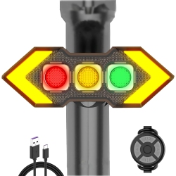 CHSSHA00 Turn Signal Taillight \w Wireless Remote Control, Smart Bicycle Taillight \w Brake Sensor Function, Suitable for Cycling, And Equipped \w 6