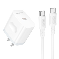 BOROFONE 20W Type C Fast Pd Wall Charger for Iphone 15/15 Pro/15 Plus/15 Pro Max, Ipad Pro/air/mini, Air Pods Pro - Includes 3.3Ft USB-C to C Cable