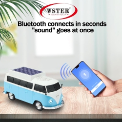 KROLEAR Solar Retro Minibus Bluetooth Speaker Wireless – Fm Radio, Solar Charging Wireless Speaker Tws Stereo, HD Sound, Led Party Lights, Hands