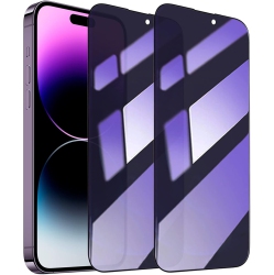 GENERIC Soopur [2 Pack] Blue-Light Blocking Privacy Screen Protector for Iphone 14 Pro Max, Anti-Spy Anti-Blue Light Eye Protection Tempered Glass