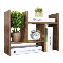AXGEAR Wood Desk Shelf Organizer Office Home Adjustable Bookcase Table Top