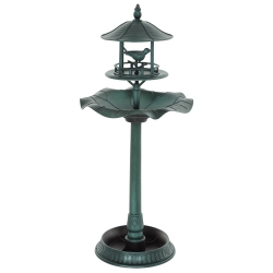 OUTSUNNY 3-In-1 Garden Bird Bath Bowl Pedastal With Bird Feeder, Large Water Basin, & Underneath Flower Planter In Green