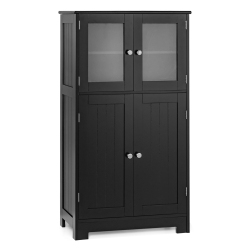 COSTWAY Bathroom Floor Storage Cabinet Kitchen Cupboard W/doors&adjustable Shelf