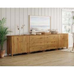 WAMPAT 4-In-1 Sideboard Buffet Cabinet \w 4 Doors & 6 Drawers, 142" Modern Credenza Storage Cabinet, Coffee Bar Server Table \w Storage for Kitchen