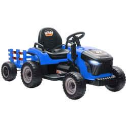 QABA Kids Ride On Tractor \w Trailor, 12V Battery Powered Ride On Car \w Remote Control, Music, Lights, Shifter, Electric Vehicle for Kids Ages 3-8