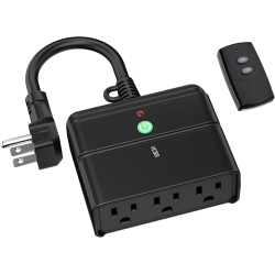 BN-LINK Wireless Outlet: Indoor/outdoor, 3-Prong (3 Outlets). 100Ft Range, 15Amp, Weatherproof, Etl (Batt Incl)