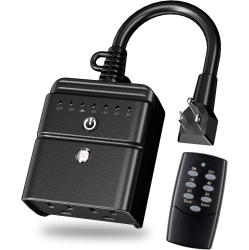 BN-LINK Outdoor Timer: Dusk-To-Dawn Sensor, 100Ft Remote, 2 Outlets, Waterproof (15A 1/2HP)