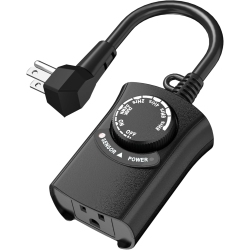 HBN Outdoor Light Timer: Waterproof, Dusk-To-Dawn Photocell + 2-8H Countdown, 1 Grounded Outlet (Xmas Lights, Halloween Decor), 15A 1875W 1/2HP