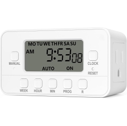 BN-LINK 7-Day Digital Timer: Dual Outlet, Lcd, 3-Prong – Indoor Use (Lights, Fans, Etc.). 125V, 15A, 1875W