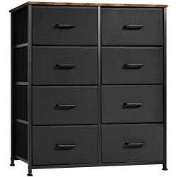 SORTWISE Dresser With Wood Top And Steel Frame, 8 Drawer Chest Storage Tower Organizer Nightstand